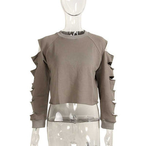 Women's Long Sleeve Cut-Panel Design Solid Sweatshirts - Ailime Designs