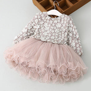 Girl's Tulle & Flower Motif Design Formal Dresses - Ailime Designs - Ailime Designs
