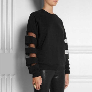 Sweatshirt Sexy - Women's Long-Sleeved Sheer Panel Design w/ Scoopneck