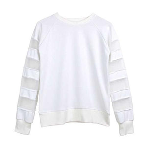 Sweatshirt Sexy - Women's Long-Sleeved Sheer Panel Design w/ Scoopneck - Ailime Designs