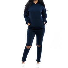Load image into Gallery viewer, Women&#39;s 2PC/Sets Hoodie &amp; Knee Cut-Outs - Front Side Pockets - Ailime Designs