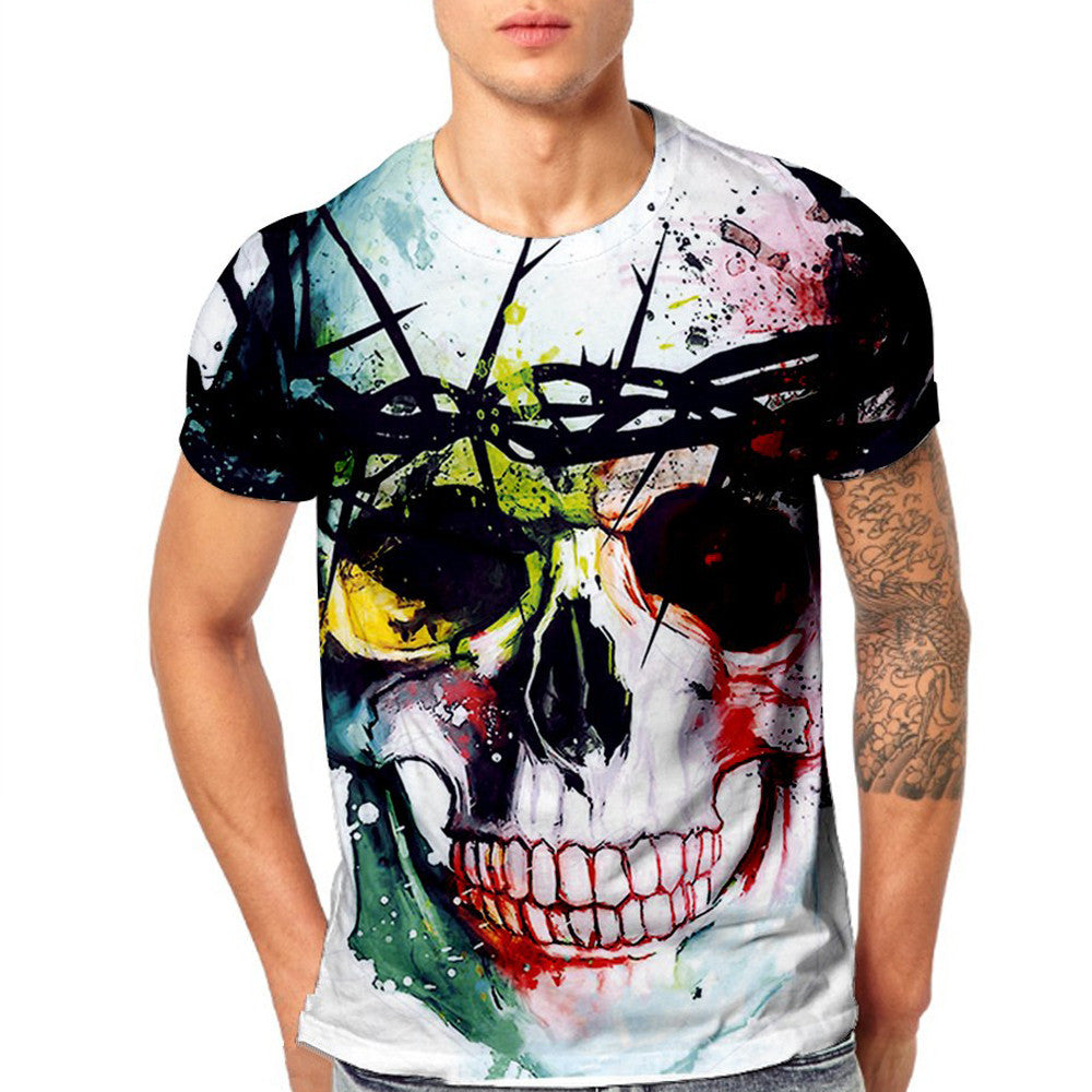 Mens Skull 3D Printing Tees Shirt Short Sleeve T-Shirt Blouse Tops - Ailime Designs