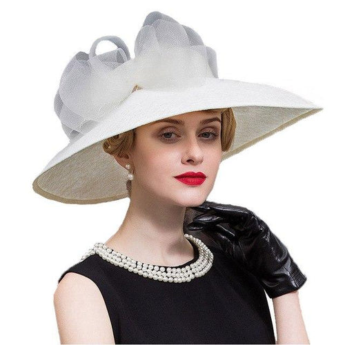 Women's Elegant Wide Brim Design Ribbon Bow Hats - Ailime Designs