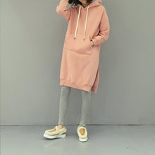 Load image into Gallery viewer, Women&#39;s Hooded Students Loose Style Casuals - Long Sweatshirt w/ Side Slits &amp; Front Pockets