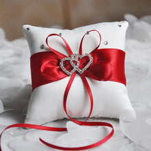 Load image into Gallery viewer, Bridal Ring Bearer Pillows w/ Satin Ribbon Tie &amp; Rhinestones - Ailime Designs