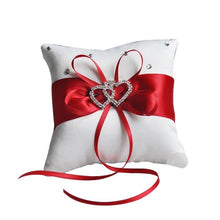 Load image into Gallery viewer, Bridal Ring Bearer Pillows w/ Satin Ribbon Tie &amp; Rhinestones - Ailime Designs