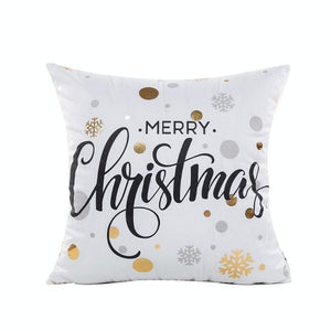 Holiday Printed Throw Pillowcases w/ Gold Foil