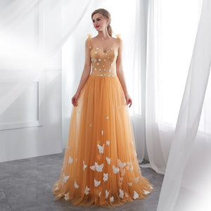 Butterfly Applique Women's Elegant Evening Dress - Ailime Designs - Ailime Designs