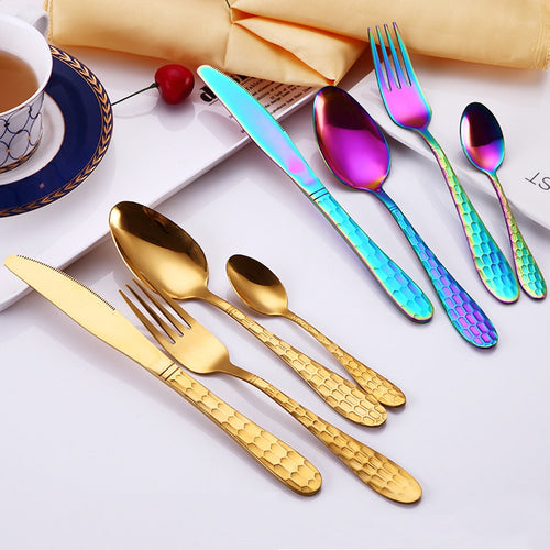 Stainless Steel Gradient Color Design 4 pc Tableware Sets