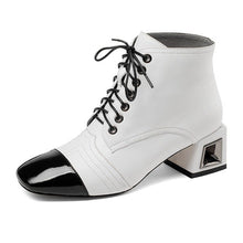 Load image into Gallery viewer, Women&#39;s String Tie Geometric Hollow-cut Ankle Boots - Ailime Designs