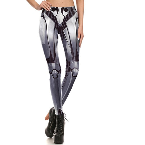 Women's Digital Printed Iron Armour Design Leggings - Ailime Designs