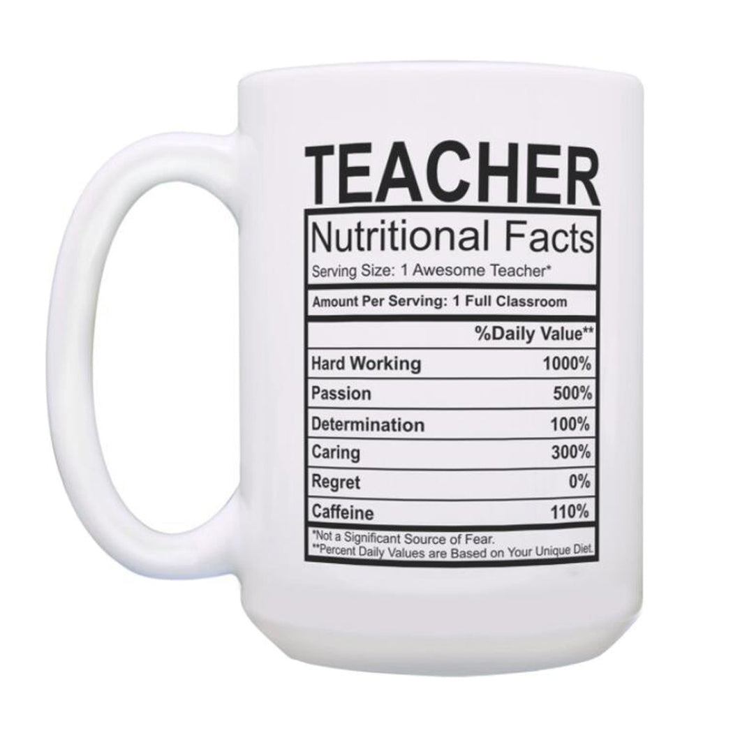 Teachers Gift Mugs & Nutritional Text Facts - Ailime Designs