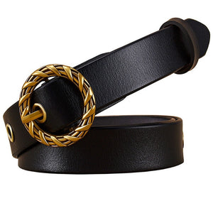 Tailored Style Women's Genuine Leather Belts w/ Basket Weave Buckle Design - Ailime Designs