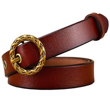 Load image into Gallery viewer, Tailored Style Women&#39;s Genuine Leather Belts w/ Basket Weave Buckle Design - Ailime Designs