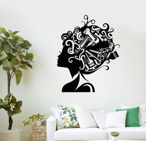 Woman Head Shot illustration Vinyl Wall Decal Sticker - Ailime Designs - Ailime Designs