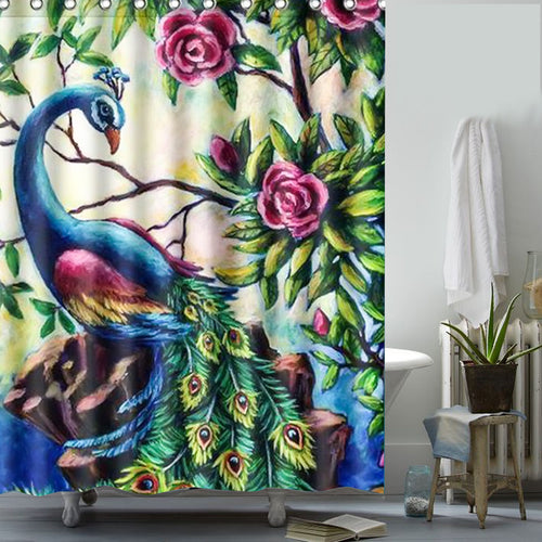 Peacock Polyester Home Bathroom Shower Curtains - Ailime Designs - Ailime Designs
