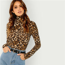 Load image into Gallery viewer, Women&#39;s Bodycon Leopard Printed Turtle necks - Ailime Designs