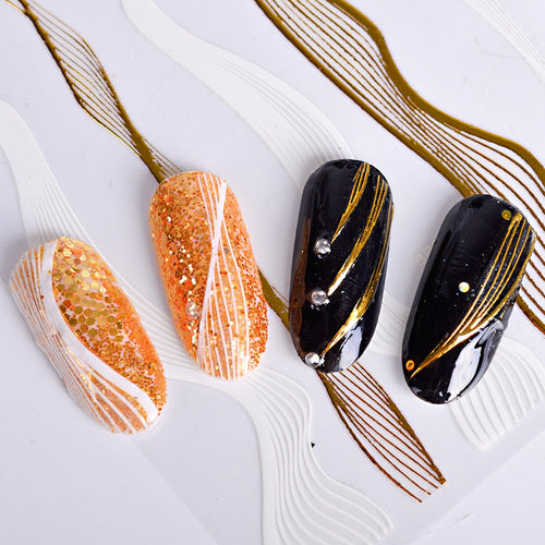 Gold Wave Nail Art Stickers - Ailime Designs - Ailime Designs