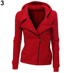 New Women's Thick Hooded Long Sleeve Hoodie Sweatshirt  - Ziper Front Outerwear - Ailime Designs
