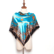 Load image into Gallery viewer, Womens Leopard Printed Border Silk Satin Scarves - Great Wear For The Office