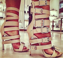 Load image into Gallery viewer, Women&#39;s Stiletto Heel Sandal Summer Platform Wrap Around Buckle Sandals