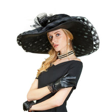 Load image into Gallery viewer, British Style Ladies Wide Brim Polka Dot Hats - Ailime Designs