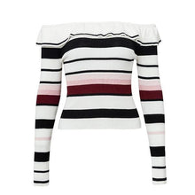 Load image into Gallery viewer, Multi-color Striped Women&#39;s Off-Shoulder Sweaters - Ailime Designs - Ailime Designs