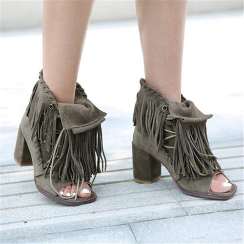 Women's Fringe Design Ankle Shoe Boots