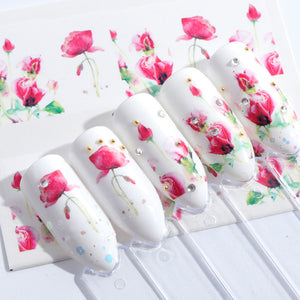 Flower Leaf Nail Water Stickers - Ailime Designs - Ailime Designs