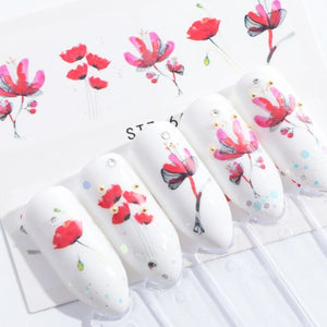 Flower Leaf Nail Water Stickers - Ailime Designs - Ailime Designs