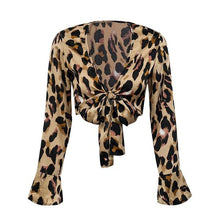 Load image into Gallery viewer, Women&#39;s Sexy Leopard Sash Design Flare Sleeves - Ailime Designs - Ailime Designs