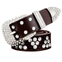 Load image into Gallery viewer, Women&#39;s Luxury Rhinestone Diamond Pattern Genuine Leather Belts - Ailime Designs