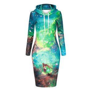 Women's Digtal 3D Screen Painted Long  Sleeve Fashion Hoodie Dress - Ailime Designs