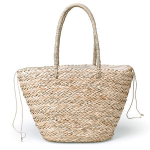New Grass Handbags Drawstring Basket totes bag Travel Tote Large size Bohemian Beach Bag Women Handmade Straw Bags - Ailime Designs