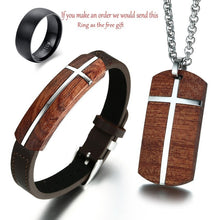 Load image into Gallery viewer, Rosewood Genuine Leather Men&#39;s 3PC Bracelet Set - Ailime Designs