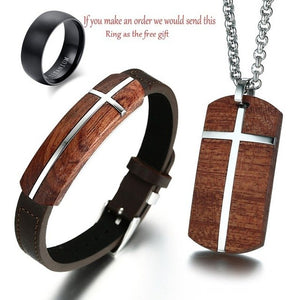 Rosewood Genuine Leather Men's 3PC Bracelet Set - Ailime Designs