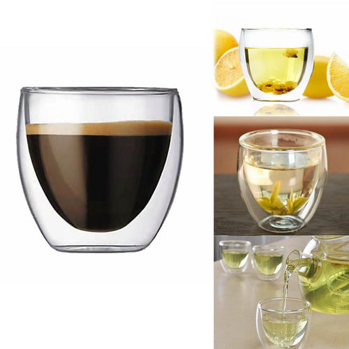 Double Wall Transparent Coffee Glass Cups -Insulated Drink ware - Ailime Designs