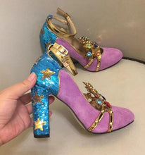 Load image into Gallery viewer, Women&#39;s European Crystals &amp; Sequins Design Mary Jane Style Heels