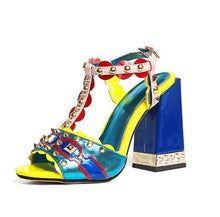 Load image into Gallery viewer, Women&#39;s Multi-colored Rivet Design Sling-back High Heels