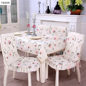 Pink Floral European Style Elegant Printed Embroidered Linen Lace Table Cloths - Ailime Designs