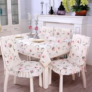 Pink Floral European Style Elegant Printed Embroidered Linen Lace Table Cloths - Ailime Designs