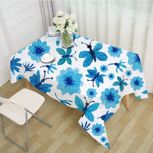 Blue Flower Printed Tablecloths - Home Decorations - Ailime Designs