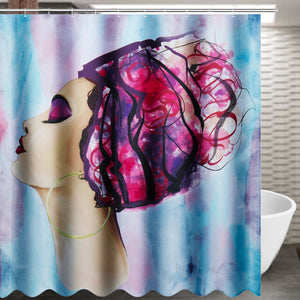 Beautiful 3D Woman Headshot Bathroom Shower Curtains - Ailime Designs