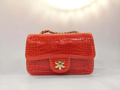 100% Genuine Orange Crocodile Leather Skin Handbags - Ailime Designs