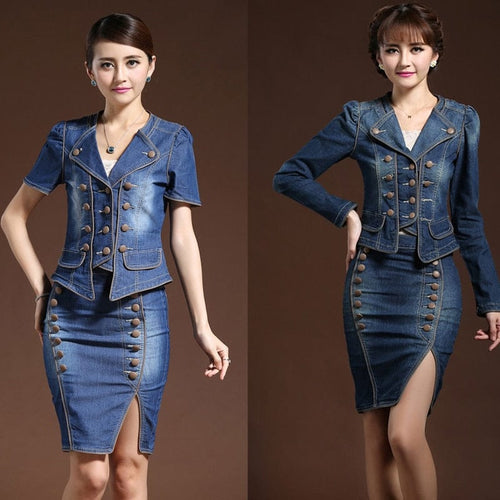 Women’s Chic Style Denim 2pc Skirt Set – Streetwear Fashions