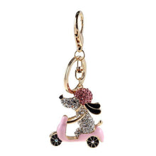 Load image into Gallery viewer, Rhinestone Dog Moter Bike Rider Design Key Chains – Pocket Holder Accessories - Ailime Designs