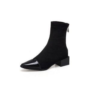 Women's Pointed Toe Forties Style Two-toned Ankle Boots - Ailime Designs