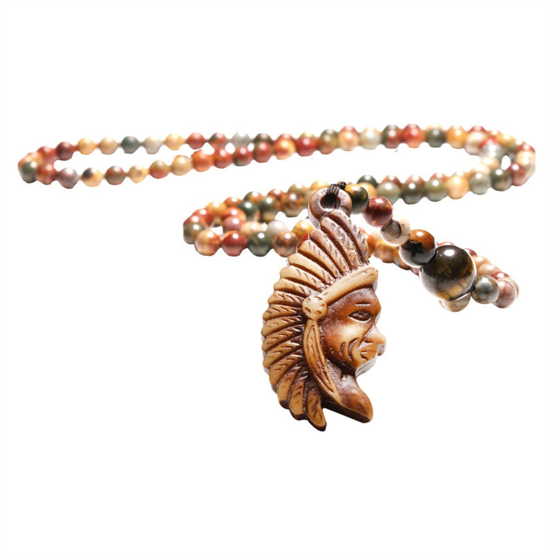 Unique Multi Colored Turquoise Beaded Indian Chief  Necklaces – Ailime Designs
