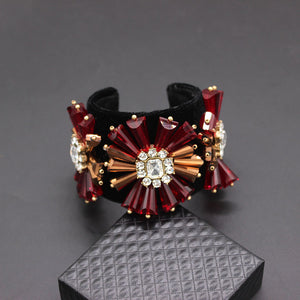 Baroque Crystal Trim Flower Design Bracelet - Ailime Designs