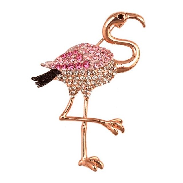 Strut Walking Pink Rhinestone Swan Bird Pin Brooches - Fashion Garment Accessories - Ailime Designs